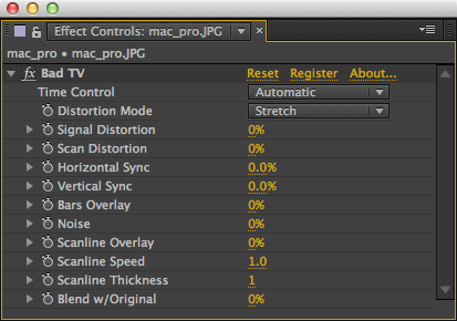 Bad TV Effect Controls