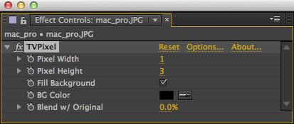 TV Pixel Effect Controls